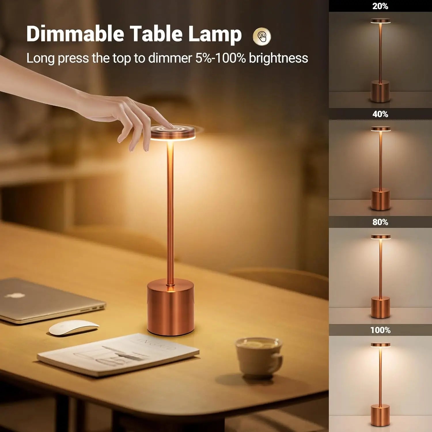 LED Touch Sensor Rechargeable Table Lamp for Reading - Smarsty