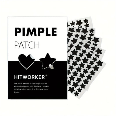 [Hydrocolloid Face Zit Patches] 200 Count Acne Patch Pimple Patch, Black Heart Shaped Acne Cover Patch, Hydrocolloid Acne Patche - Smarsty