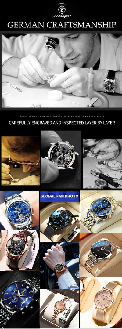 Luminous Waterproof Men's Chronograph Watch with Date - Smarsty