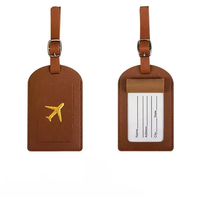 Stamped Leather Business Luggage Tag Suitcase Address Label Luggage Boarding Case Label Name ID Address Clip Travel Accessories - Smarsty