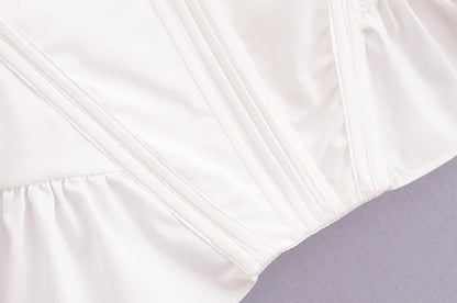 Chu Sau beauty 2024 Women Fashion Sweet Square Collar Tank Top Sexy Backless Chic Fish Bone Cropped Tops Palace Style Corset Top