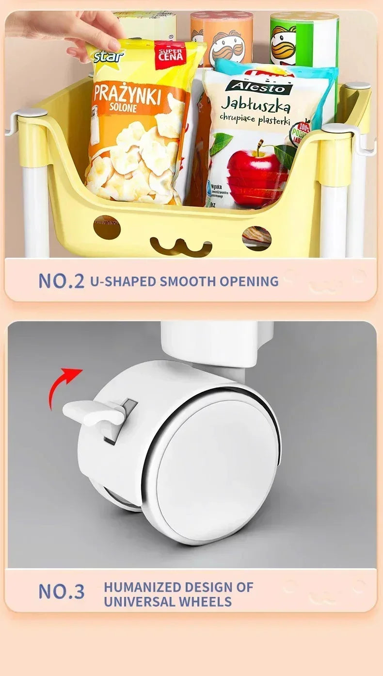 Storage Trolley Bookshelf Snack Rack For Children Storage Organizer Bathroom Accessories Closet Organizer Toy Kitchen Storage by Smarsty