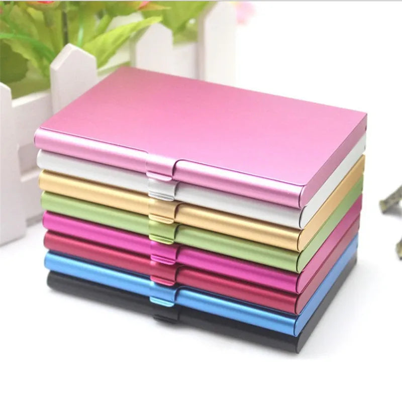 1 Pc Men Business Card Case Stainless Steel Aluminum Holder Metal Box Cover Women Credit Business Card Holder Case