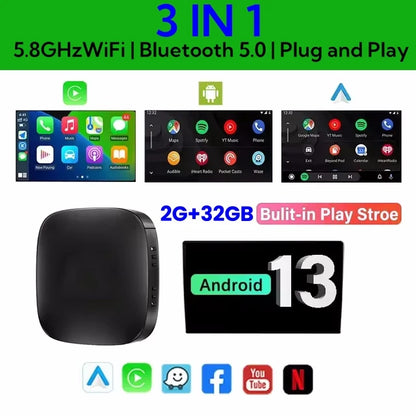 Plug And Play Wireless CarPlay Android Auto Adapter - Smarsty