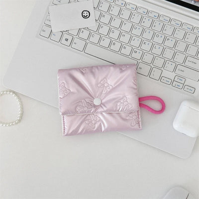 Silver Bow Pattern Coin Purse Women Wallet Zipper Pouch - Smarsty