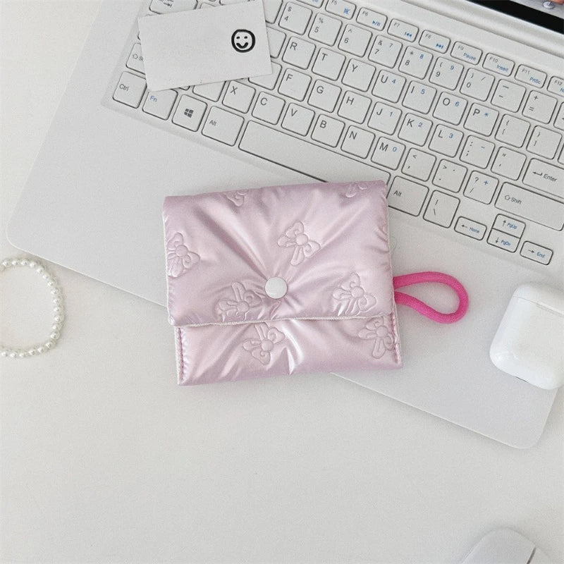Silver Bow Coin Purse Zipper Wallet Organizer Cosmetic Bag - Smarsty