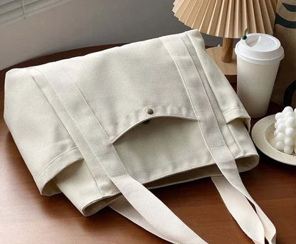 Large Capacity Canvas Tote Shoulder Bag For Work College - Smarsty