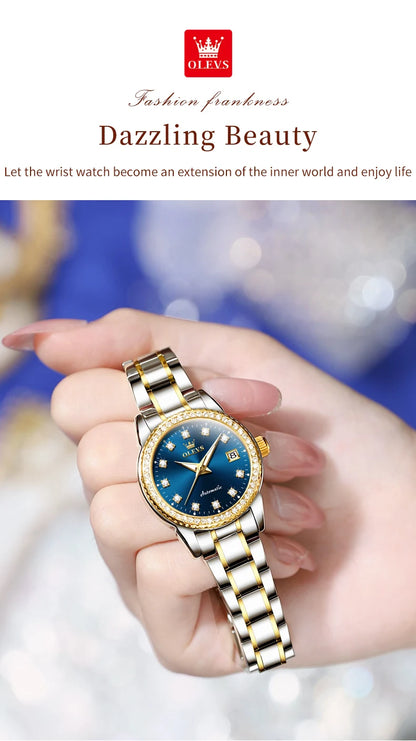 OLEVS Women's Automatic Waterproof Luxury Watch with Luminous Dial - Smarsty