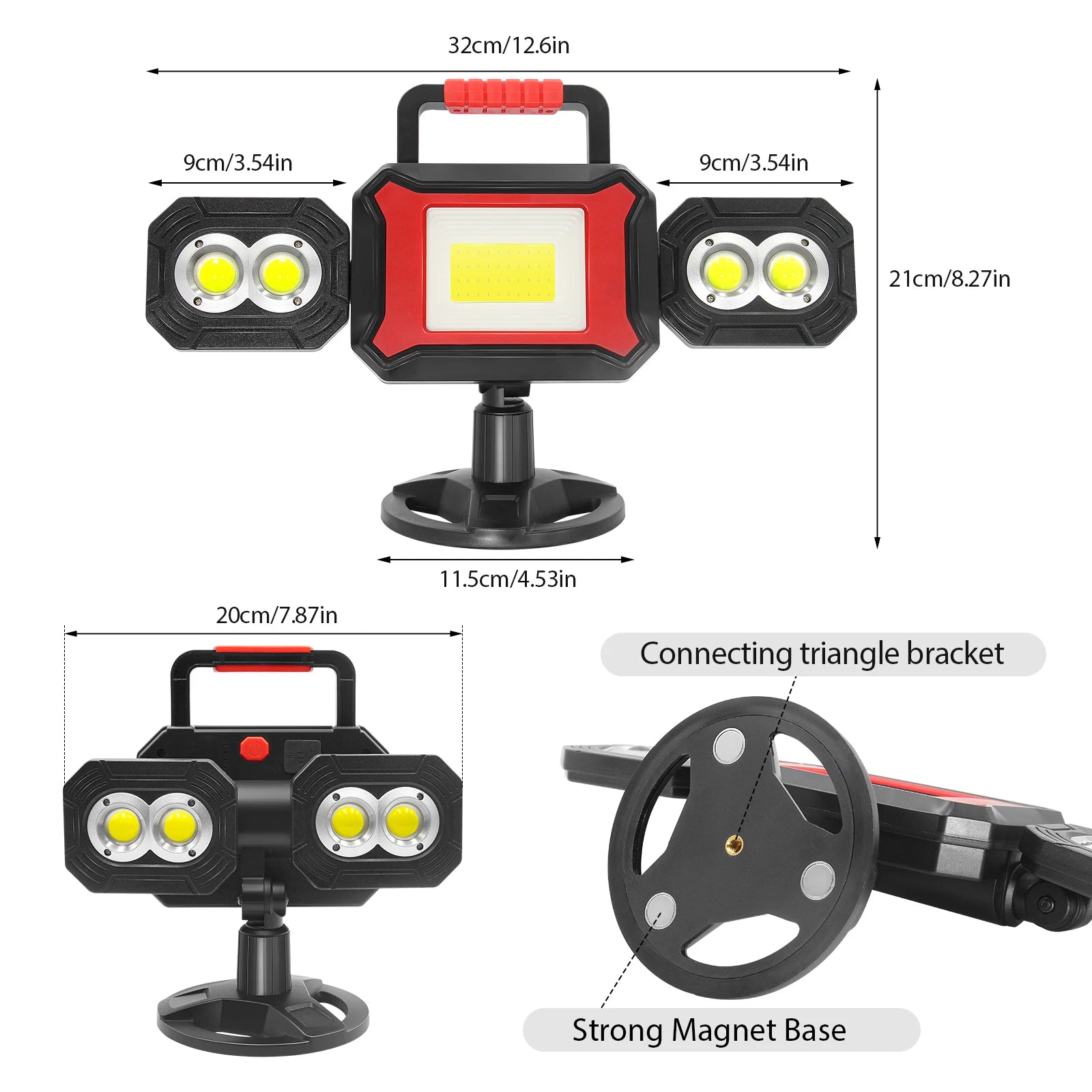 Rechargeable Work Light 25W 2700LM COB LED Magnetic Work Light with Battery Portable Waterproof Cordless Job Site Lighting