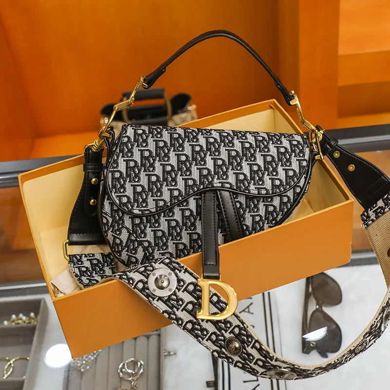Studded Embroidered Shoulder Crossbody Bag Saddle Handbag - Smarsty