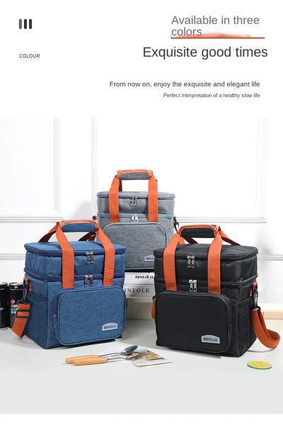 Double Layer Lunch Bag Large Capacity Thermal Insulation - Smarsty