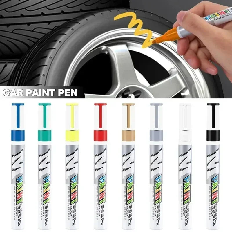 Car paint scratches repair brush pen waterproof water paint marker pen car tire tread care automotive  black white red silver - Smarsty