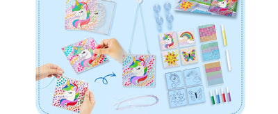 JOYFY 4PCS Window Art 2-in-1 Gems and Gels Suncatcher Diamond and Gels Arts & Crafts Toys for Kids Christmas Birthday Gifts