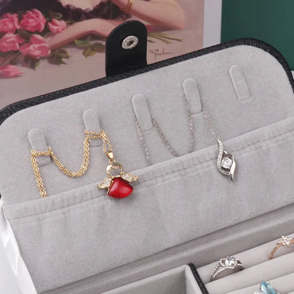 Portable Jewelry Organizer Case for Travel with Leather Storage - Smarsty