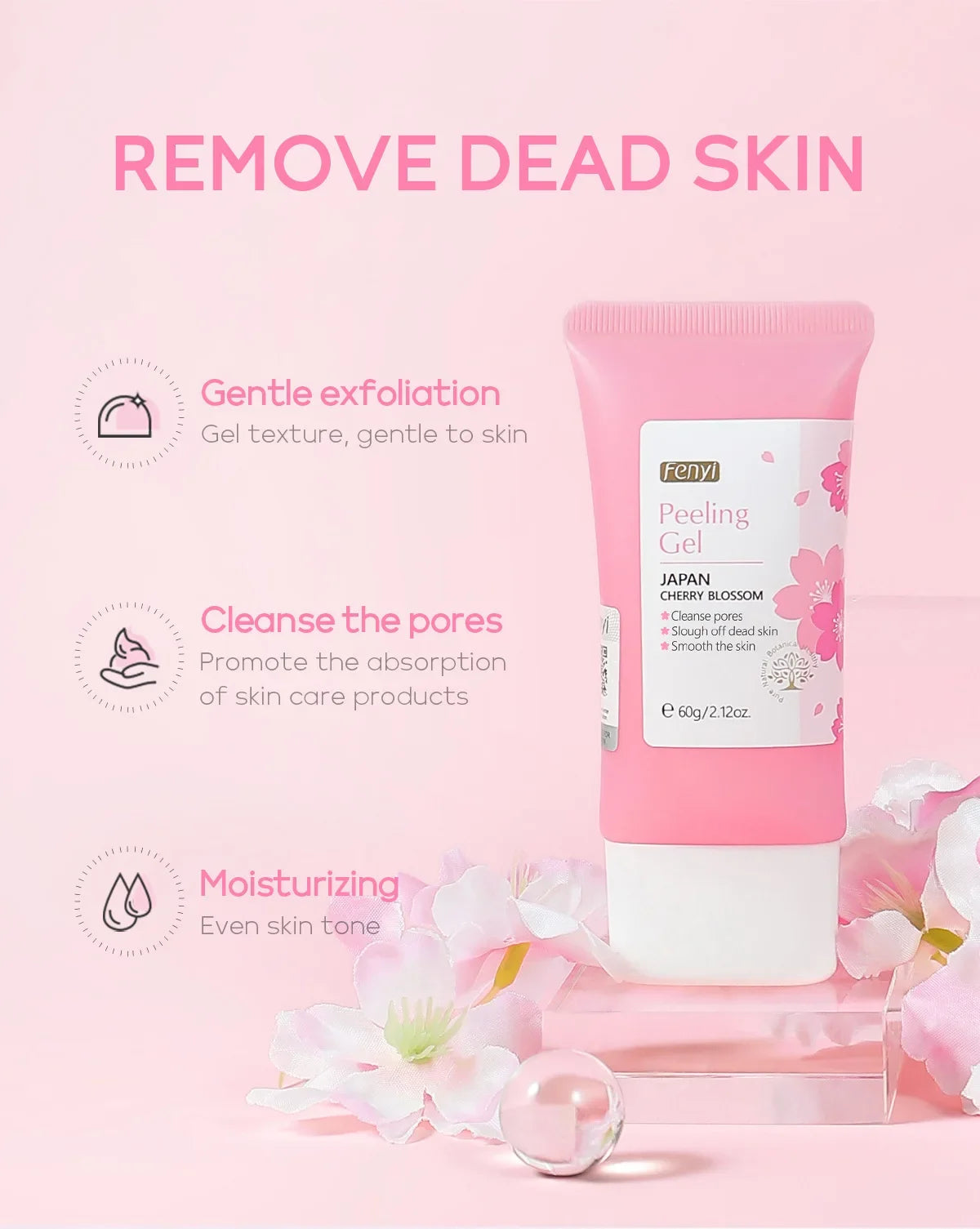 Sakura Face Deep Cleaning Exfoliating Gel Skin Care Whitening Moisturizer Repair Facial Scrub Skin Care 60g - Smarsty