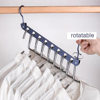 8 Holes Storage Rack for Clothes Hanger Organizer Foldable Rotatable Magic Metal Hangers Storage Rack Wardrobe Space Saver Hook by Smarsty