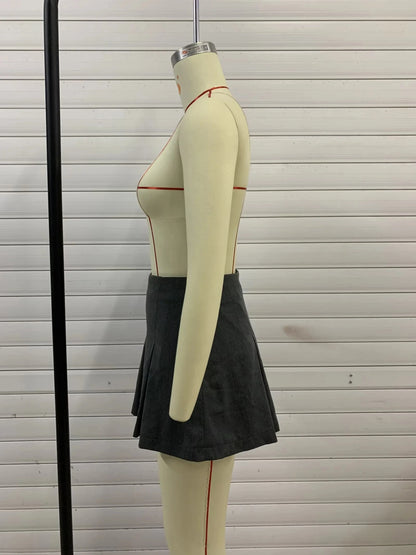 TRAFZA 2025 Spring Summer Women Casual Tierred Mini Skirts Fashion Vintage Solid High Wasit Ruffles Pleated Sexy Shorts Skirts - Smarsty
