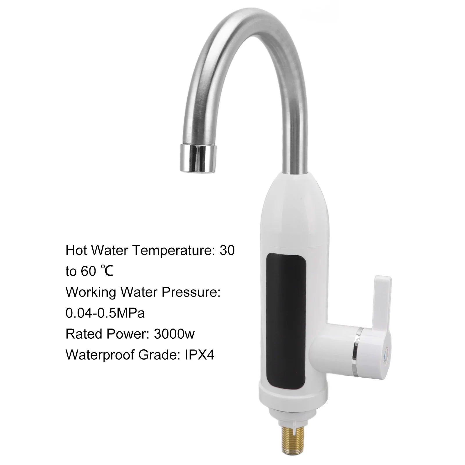 3000W Instant Heating Faucet Water Heater Faucet IPX4 ABS Tankless Stainless Steel Kitchen Heating Tap for Home