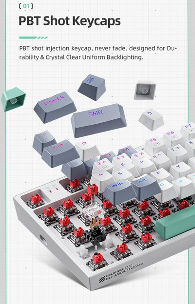 Hot Swappable 94 Key Mechanical Keyboard With RGB Lighting - Smarsty