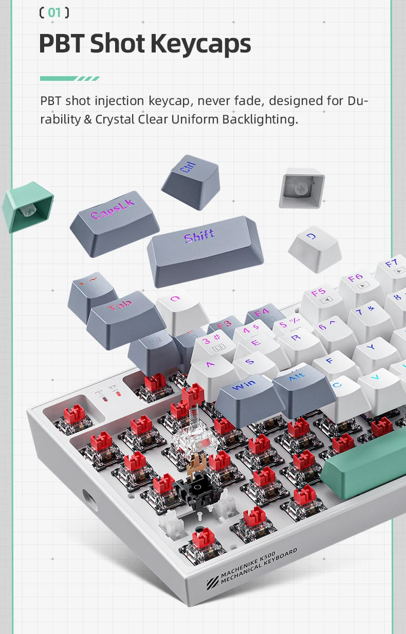 Hot Swappable 94 Key Mechanical Keyboard With RGB Lighting