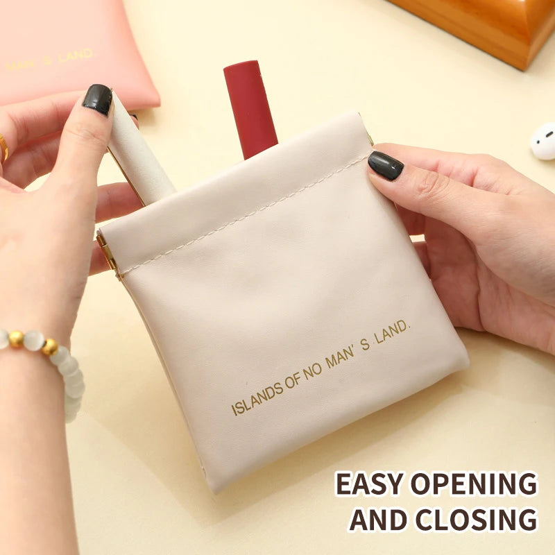 Pu Makeup Bag Storage Bags Shrapnel Bag Automatic Closing Data Cable Headphone Storage Bag Red Envelope Coin Purse Waterproof - Smarsty