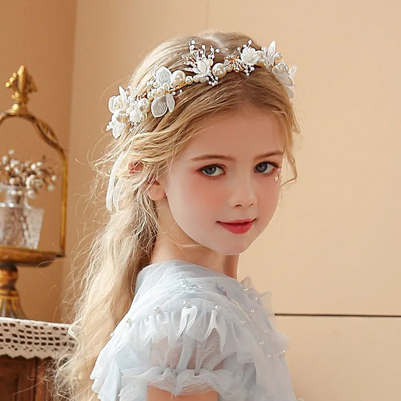 Bohemian Pearl Flower Headband For Girls Wedding Bridal - Smarsty