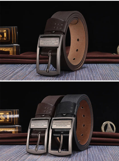 Leather Cowhide Men’s Belt Metal Alloy Pin Buckle - Smarsty