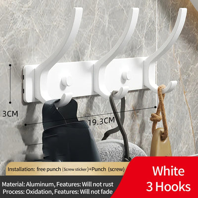 Black and White Folding Robe Hooks for Bathroom Storage - Smarsty