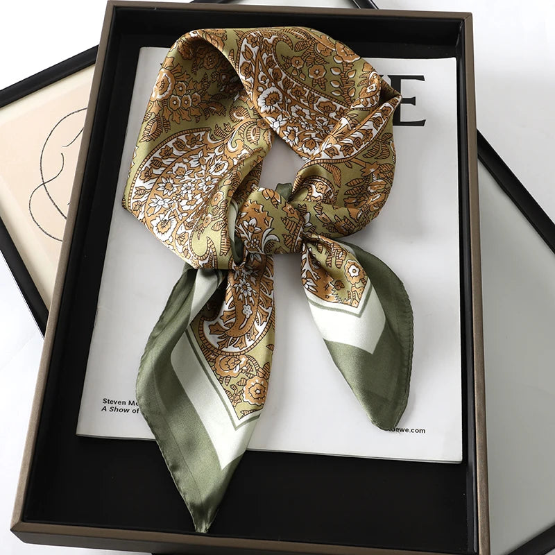 Silk Square Scarf for Women Summer Head Wrap - Smarsty