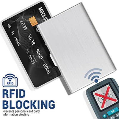 Anti-Scan RFID 6 Cards Large capacity Aluminum Metal Credit Card Holder Slim Blocking Wallet Case Business Card Protection Hold - Smarsty