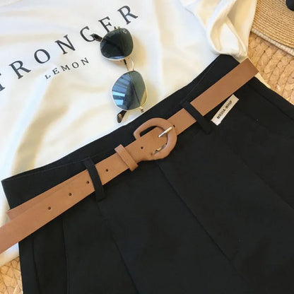 [Delivery belt] Summer new wide leg shorts Thin cotton A-frame shorts Office ladies classic loose casual zipper shorts for women - Smarsty