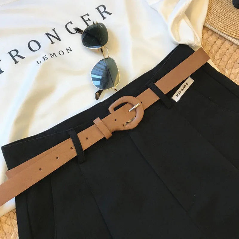 [Delivery belt] Summer new wide leg shorts Thin cotton A-frame shorts Office ladies classic loose casual zipper shorts for women - Smarsty