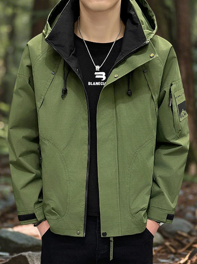 Waterproof Jacket Men Outdoor Softshell Zip Up Hooded Jacket Windbreaker Hiking Camping Coats Lightweight Spring Autumn Coats by Smarsty