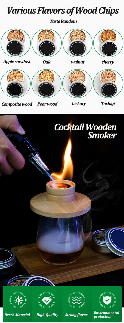 Wooden Cocktail Smoker Kit for Whiskey and Tequila - Smarsty