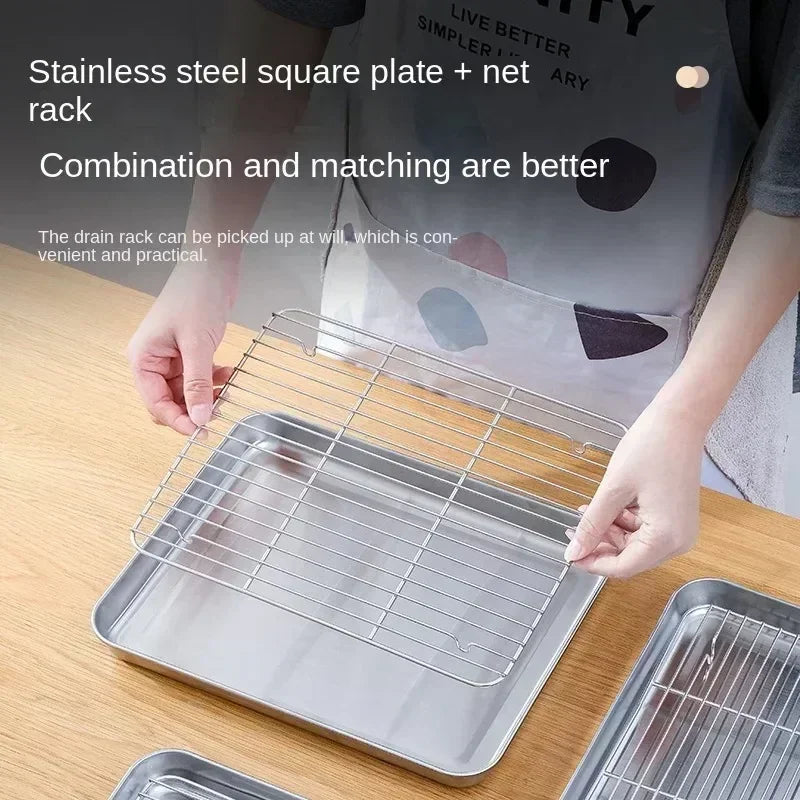 Stainless Steel Baking Pan with Rack for Grilling - Smarsty