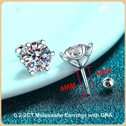 Moissanite Stud Earrings D Color 925 Sterling Silver - Smarsty