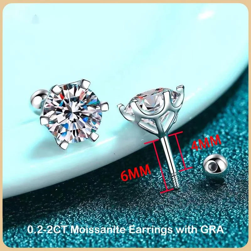 Moissanite Stud Earrings D Color 925 Sterling Silver - Smarsty
