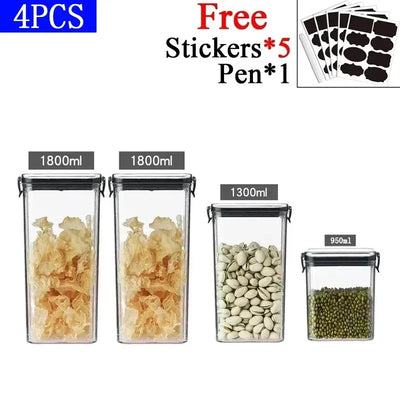 460-1800ml Sets Kitchen Stackable Sealed Jar Plastic Food Storage Box Multigrain Tank Bottle Dried Fruit Tea Storage Containers by Smarsty