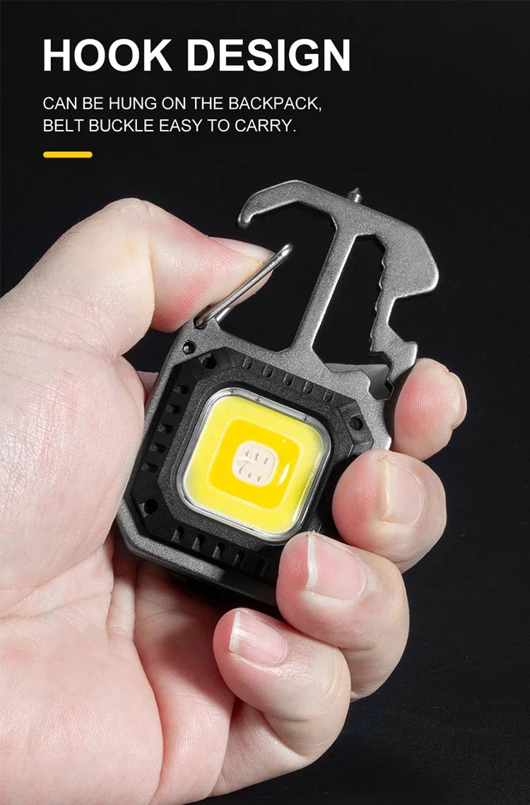 COB Keychain Work Light with Battery Display 8Mode Rechargeable High Lumens Portable LED Light for Camping Hiking Running by Smarsty