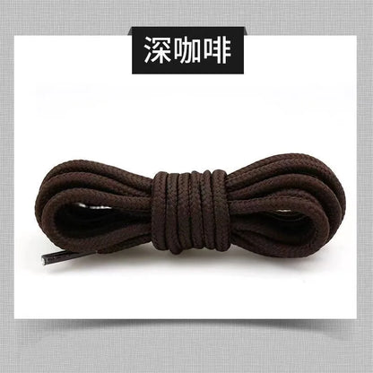 2pcs/ Pair Round Solid Polyester Black Brown Shoelaces For Marten Boot Women Men Outdoor Hiking Boots Sports Shoes Lace Strings - Smarsty