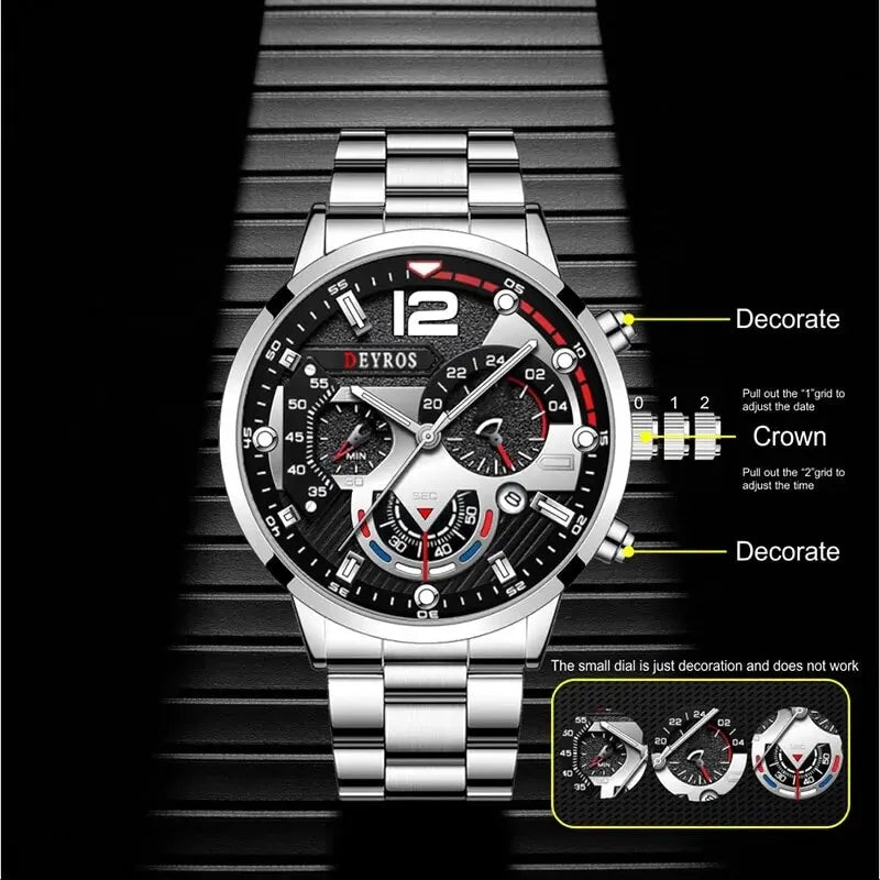 Luxury Men's Silver Quartz Watch With Luminous Feature - Smarsty