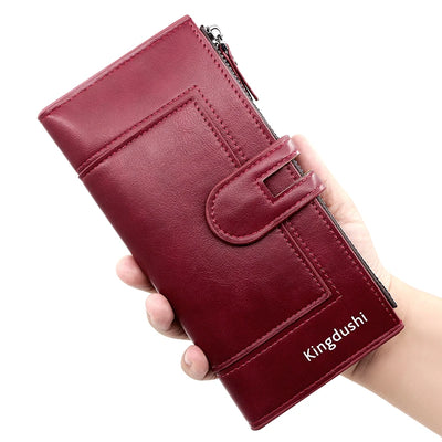 Fashionable New Women's Long Wallet, European and American Fashion Phone Bag, PU Leather Multi Card Carrying Bag - Smarsty