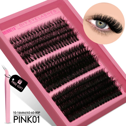 GROINNEYA Fluffy Cluster Lashes Kit for Volume Eyelash Extensions - Smarsty