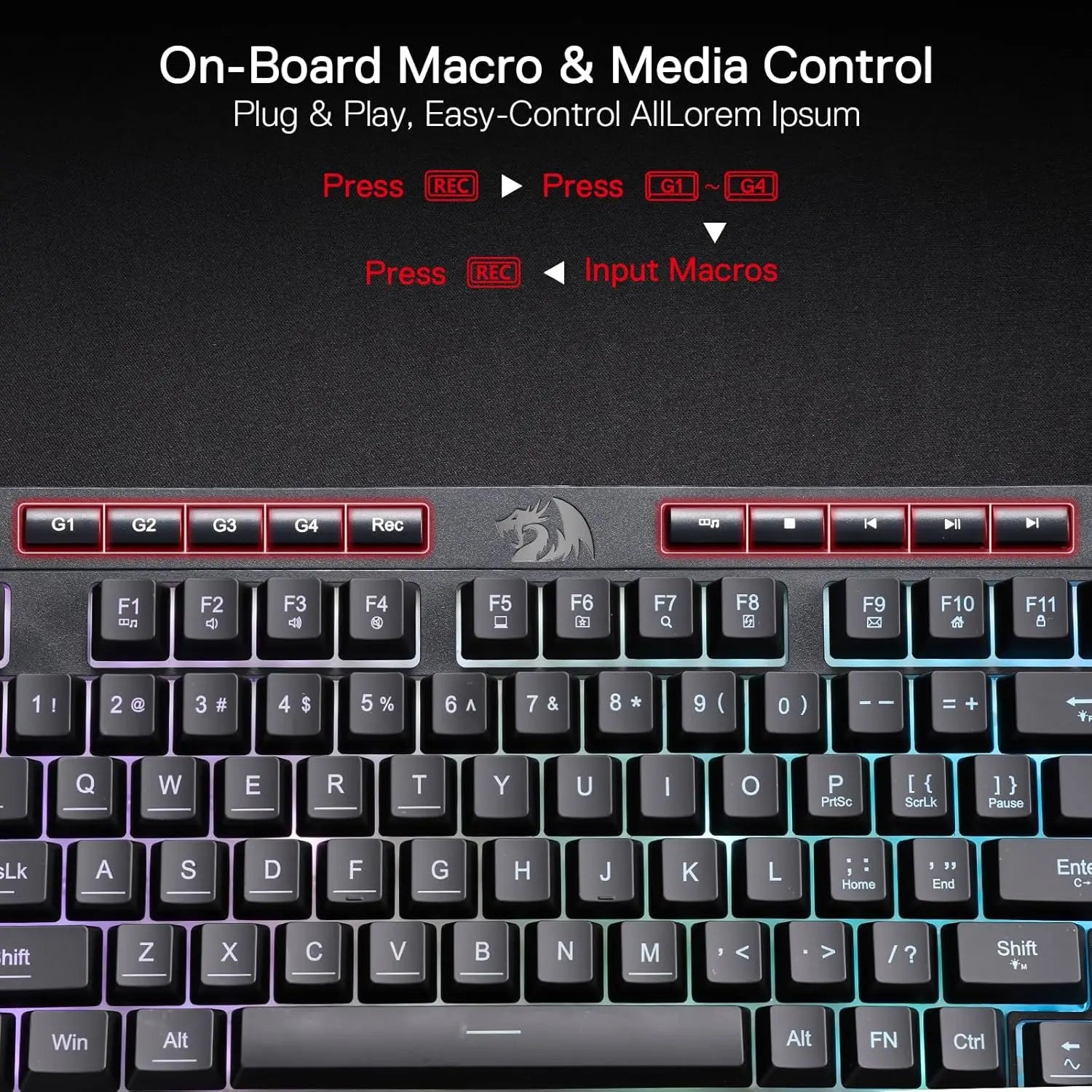 Redragon K515 Shiva RGB Membrane Gaming 98 Keys Mechanical Detachable Wrist Rest Smooth Linear Switch Keyboard
