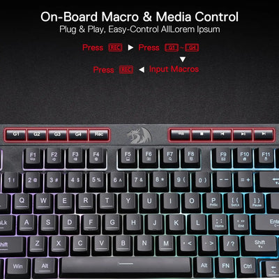 Redragon K515 Shiva RGB Membrane Gaming 98 Keys Mechanical Detachable Wrist Rest Smooth Linear Switch Keyboard