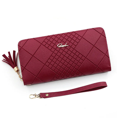 Zipper Money Coin Purse Women Card Holder Long PU Leather Clutch Wallet Large Capacity Lady Wristlet Phone HandBags Money Pocket - Smarsty