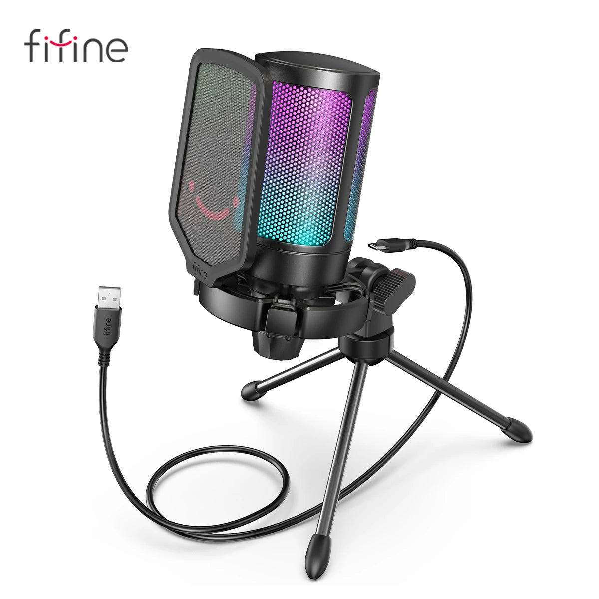 FIFINE USB Condenser Gaming Microphone with Pop Filter - Smarsty