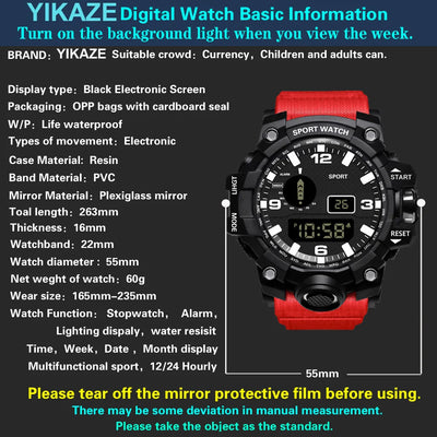 Men's Waterproof Sports Watch with Luminous Display and Alarm - Smarsty