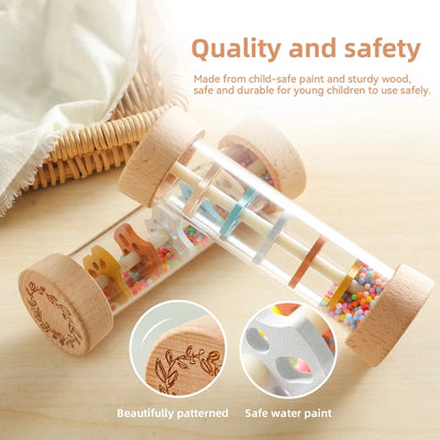 Montessori Baby Rain Stick Rainbow Hourglass Rain Music Rattle Baby Educational Toy Colorful Montessori Sensory Toys for Kids - Smarsty
