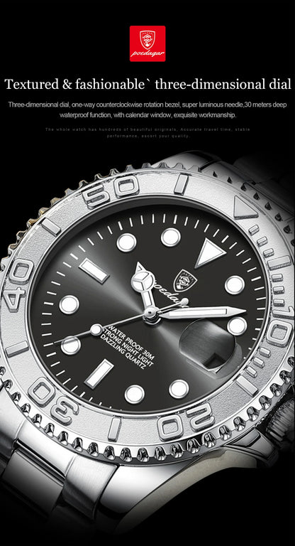 Luxury Waterproof Men's Quartz Watch with Luminous Features - Smarsty